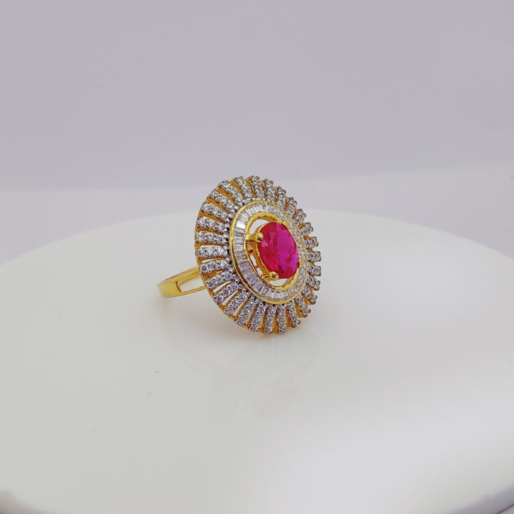 22k Gold Exclusive Red Stone Sitting Ring