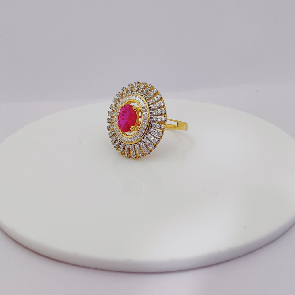 22k Gold Exclusive Red Stone Sitting Ring