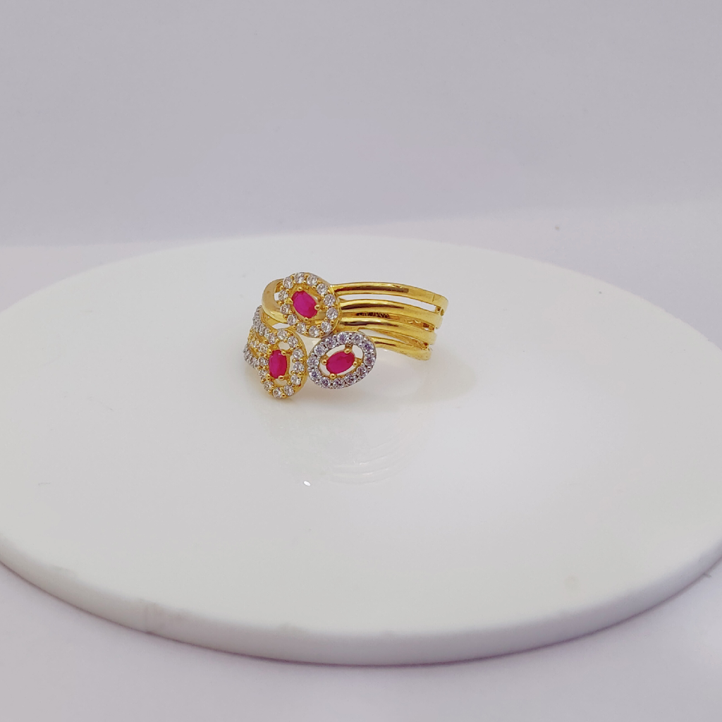 22k Gold Exclusive 3 Colour Stone Ring