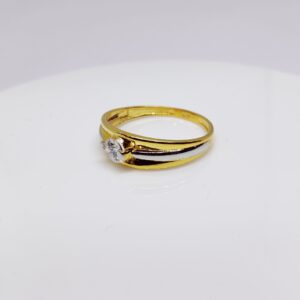 22k gold single white stone ladies ring
