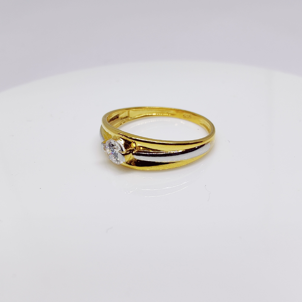 22k gold single white stone ladies ring