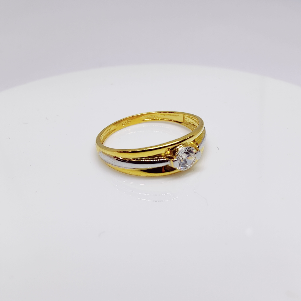 22k gold single white stone ladies ring