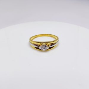 22k gold single white stone ladies ring
