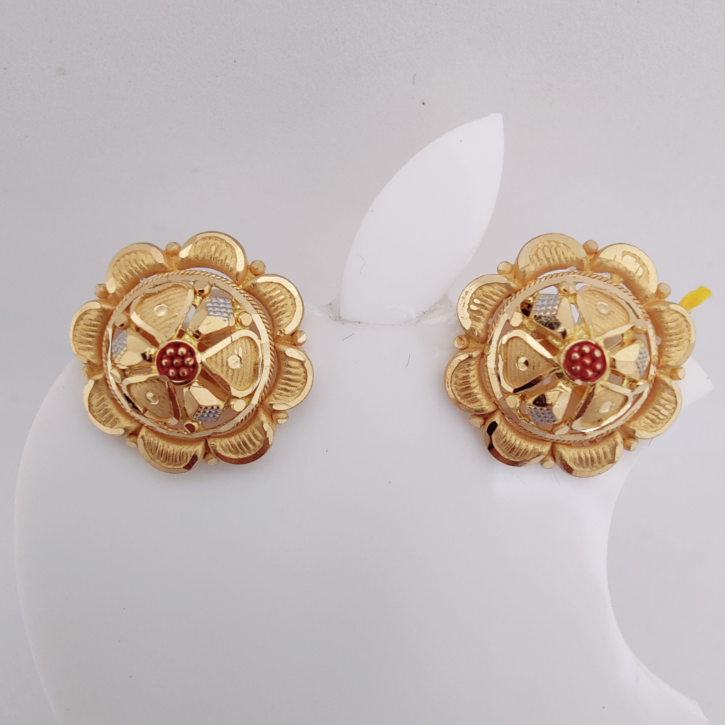 22k Gold Exclusive Round Ledies Earring - Image 2