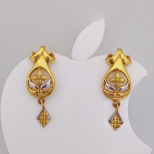 22k Gold Plane Leaf Design Earring