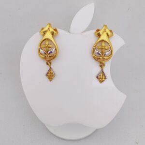 22k Gold Plane Leaf Design Earring