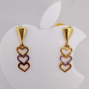 22k Gold Triple Heart Shape Earring
