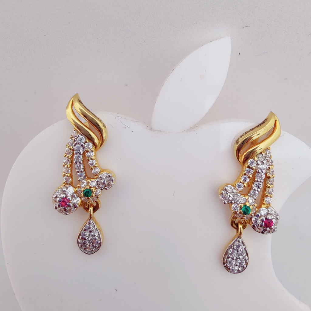 22k Gold Exclusive Stone Hanging Earring
