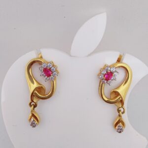 22k Gold Exclusive Queen Colour Stone Hanging Earring