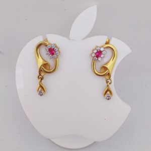 22k Gold Exclusive Queen Colour Stone Hanging Earring