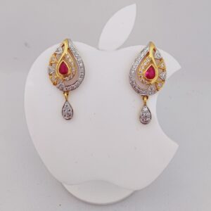22k Gold Exclusive Red Stone Earring