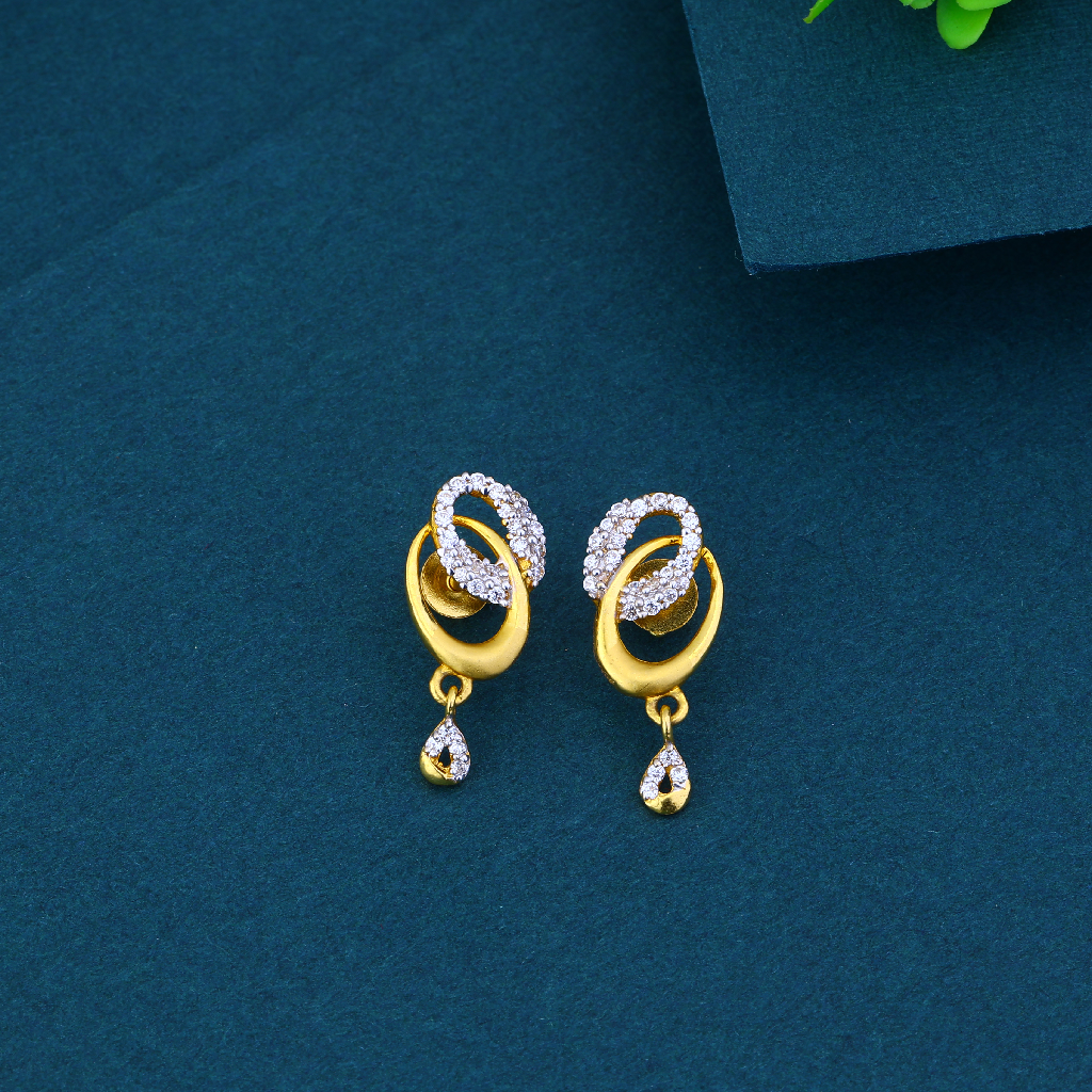 22k gold exclusive diamond hanging earring - Image 3