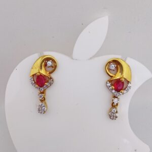 22k Gold Exclusive Red Stone Earring