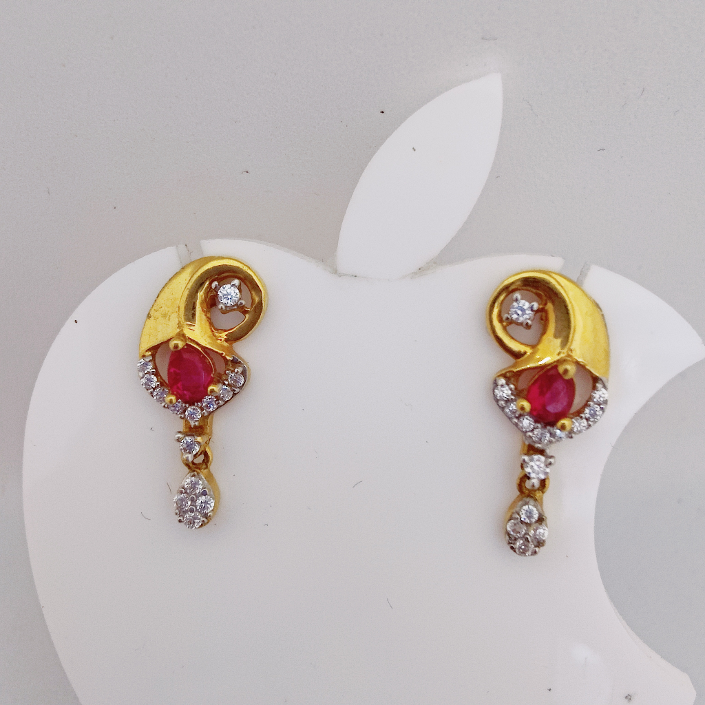 22k Gold Exclusive Red Stone Earring