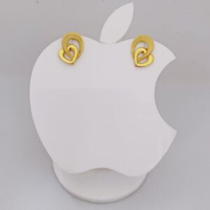18k gold plain double heart shape earring