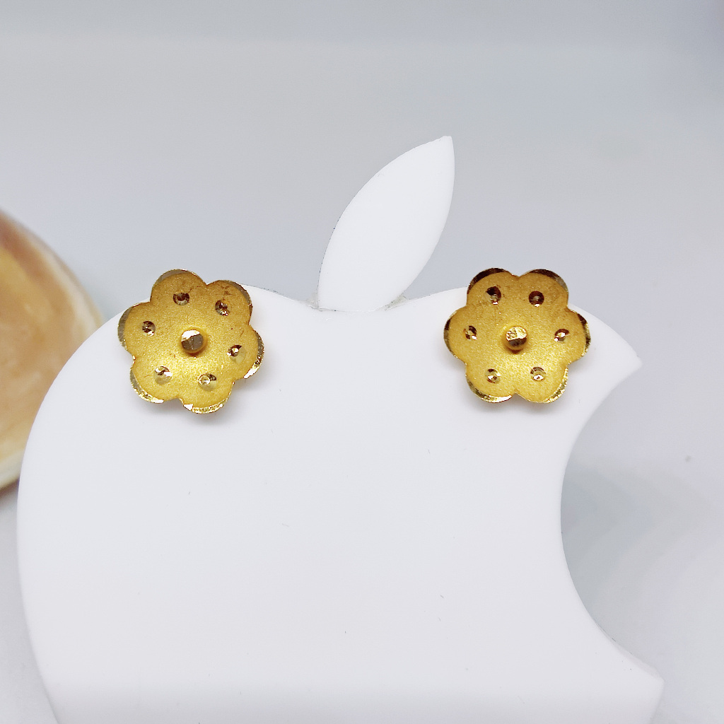 22k gold plain flower design earring