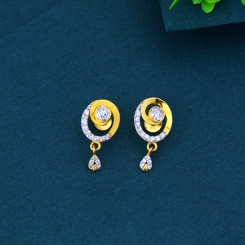 22k gold exclusive oval shape hanging earring