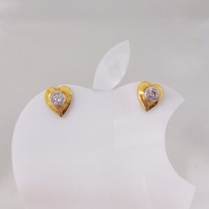18k gold heart shape stone ladies earring