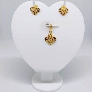 18k gold plane flower design ladies pendant set