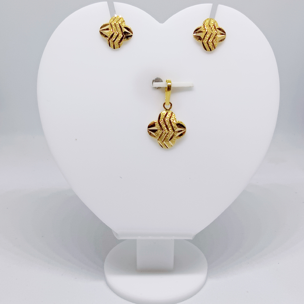18k gold plane flower design ladies pendant set