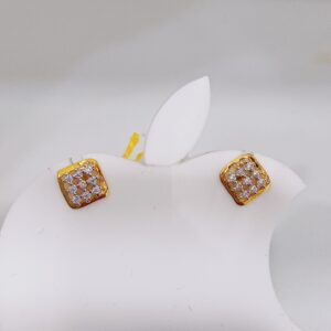 18k gold exclusive square stone shape ladies earring