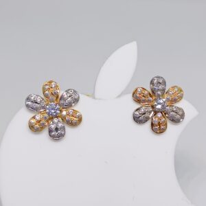 18k gold colourful stone flower design ladies earring