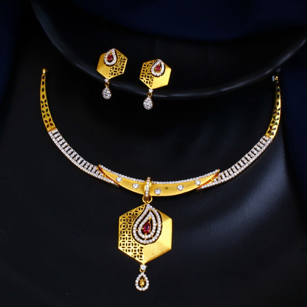 22K Gold Diamond Short Set
