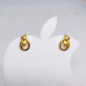 22k gold plain leaf design ladies earring