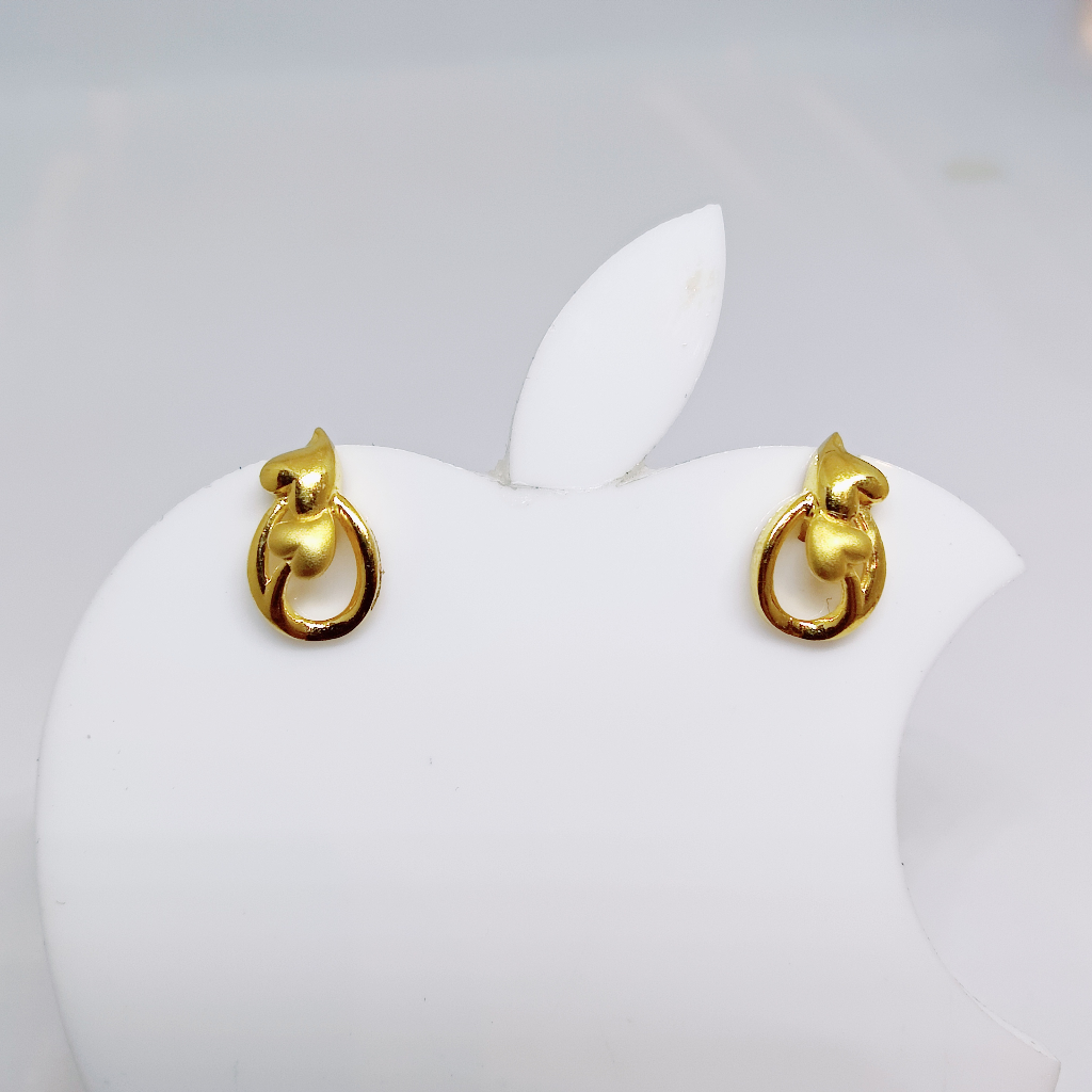 22k gold plain leaf design ladies earring