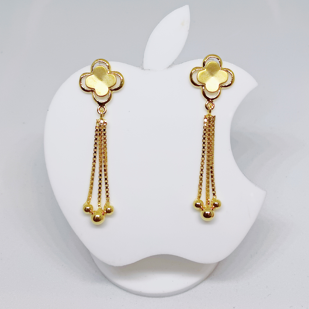 18k gold plain mate finishing ladies earring