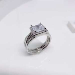 92.5 sterling silver soliter square ring