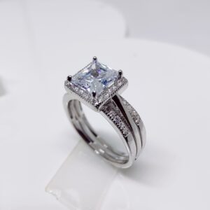 92.5 sterling silver soliter square ring