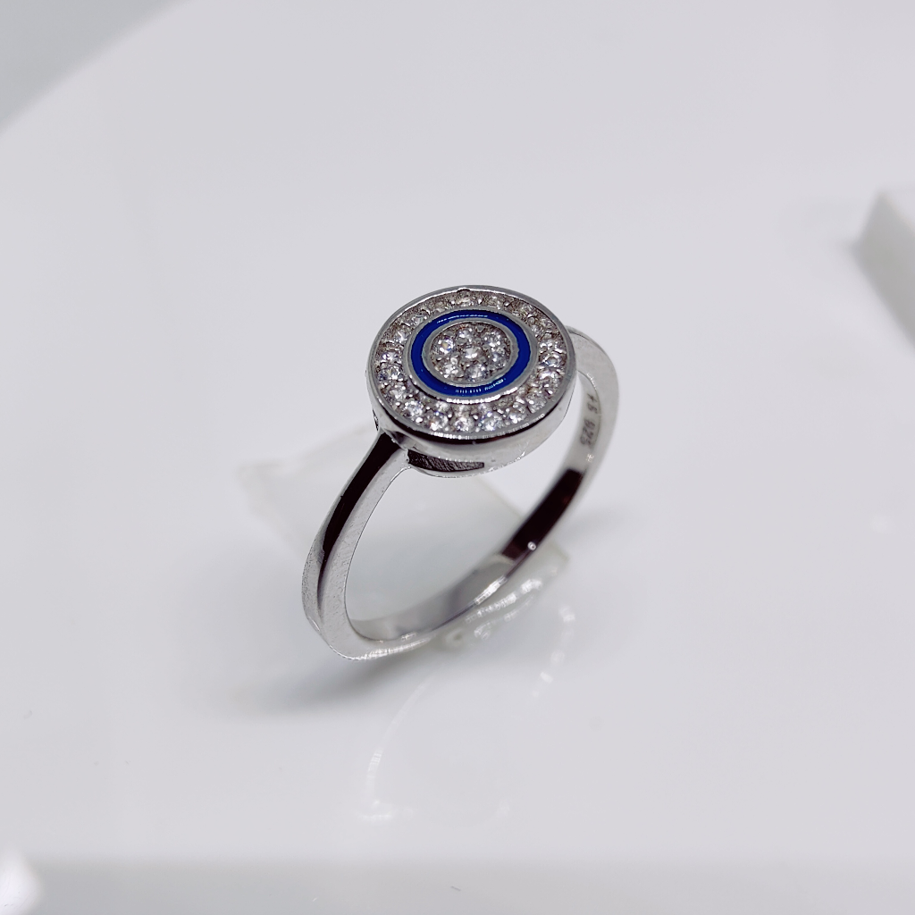 92.5 sterling silver round shape ladies ring