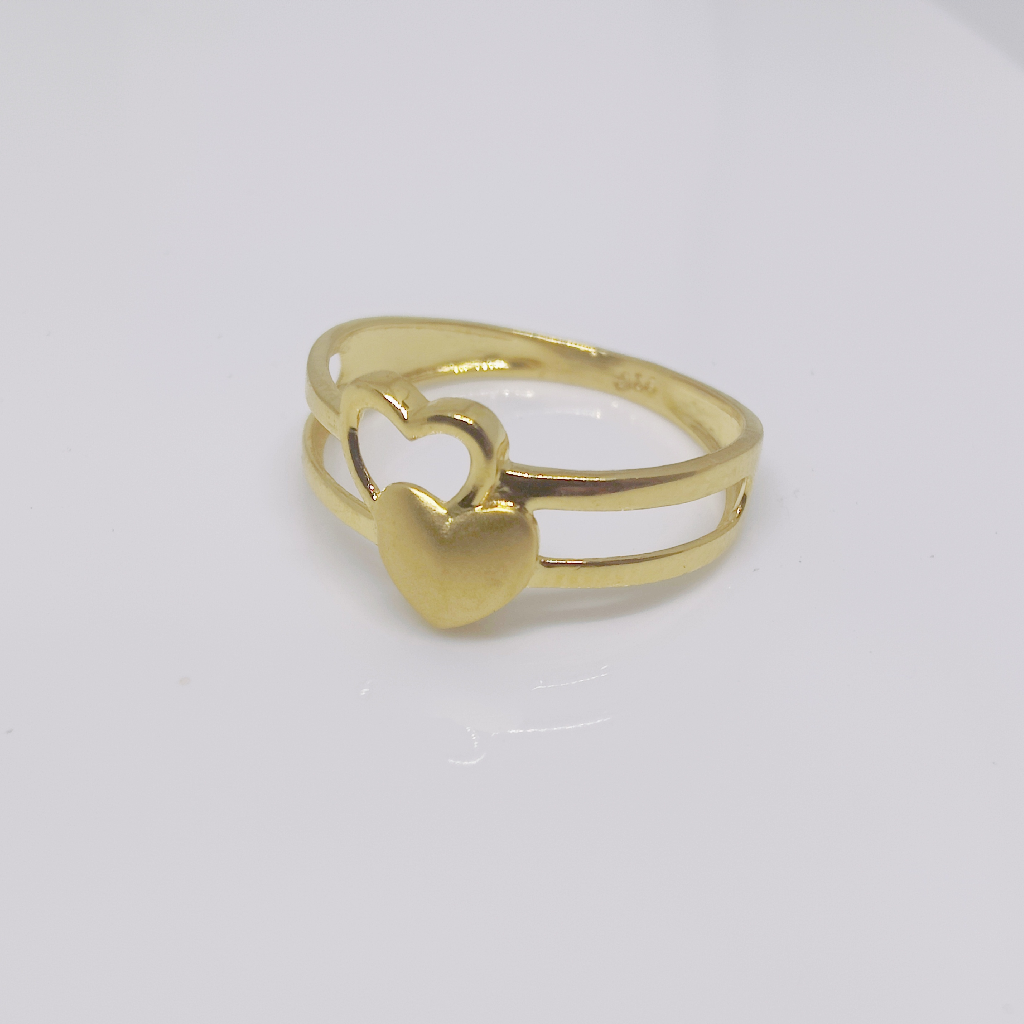 22k gold plain double heart shape ledies ring