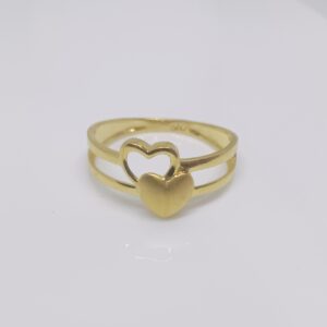 22k gold plain double heart shape ledies ring