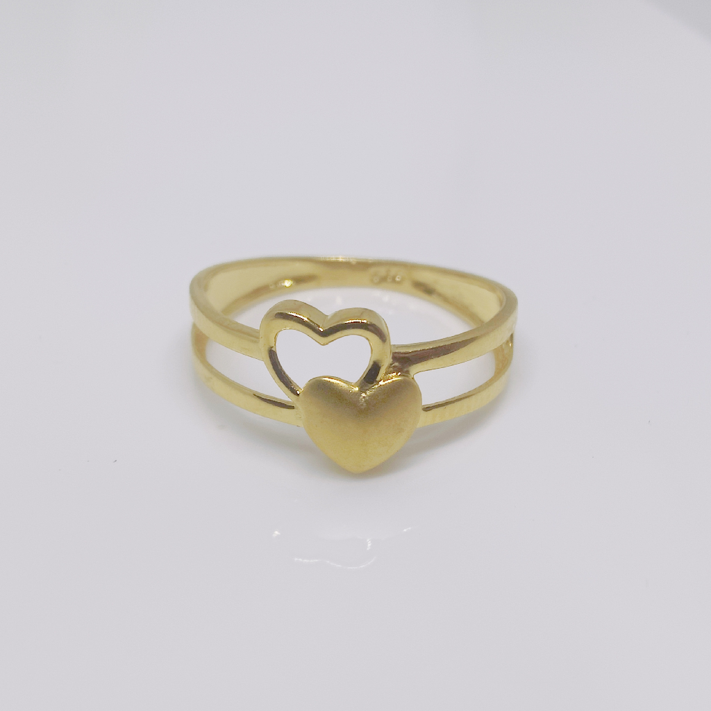 22k gold plain double heart shape ledies ring