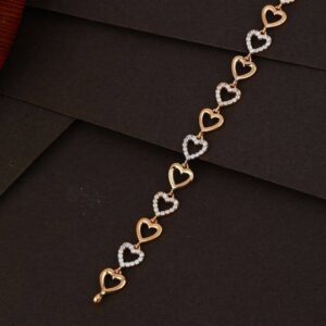 18k rose gold heart shape diamond ladies bracelet
