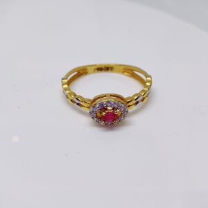 22k gold red Color stone ladies ring