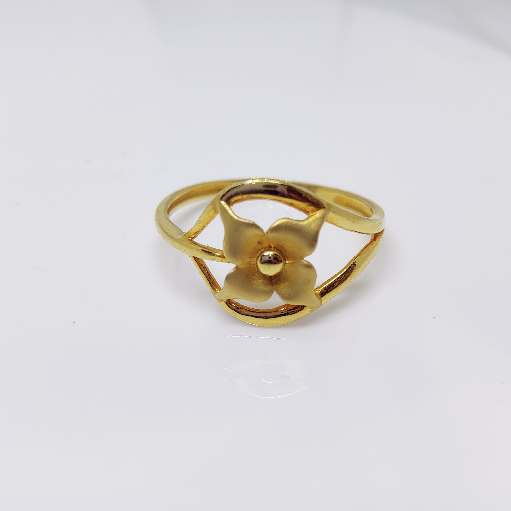 22k gold plain flower ring