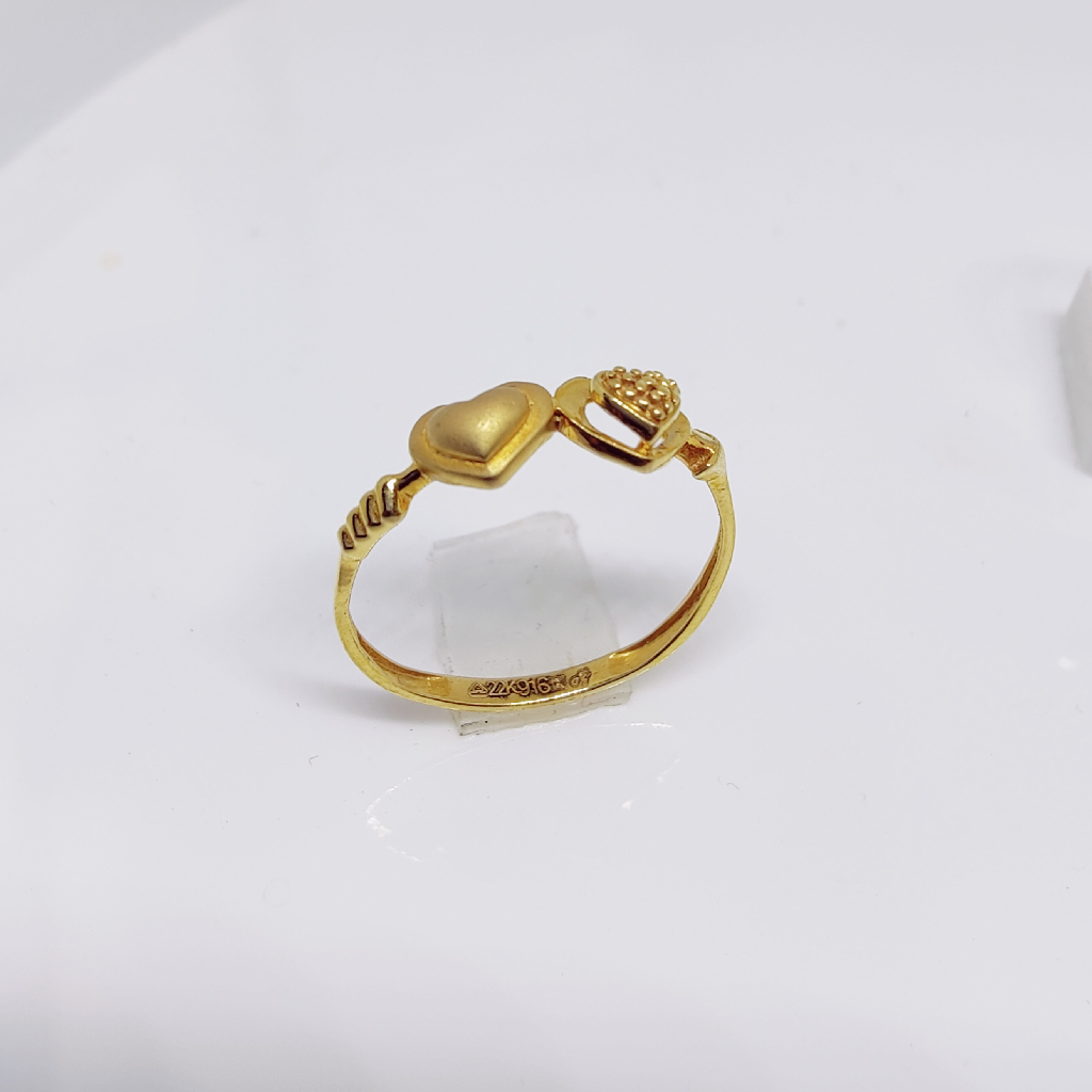 22k gold plain two heart shape ladies ring