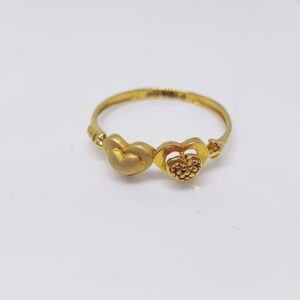 22k gold plain two heart shape ladies ring