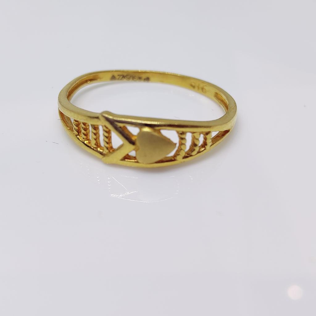 22k gold plain heart shape ladies ring
