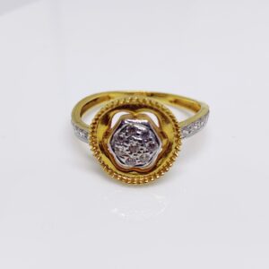 916 gold Classy Floral Design CZ ladies ring