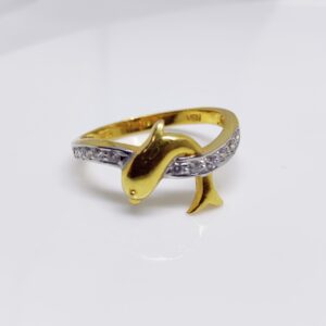 22K Gold Fish Design Diamond Ladies Ring