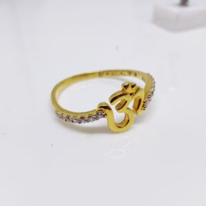 22K Gold Om Diamond Ladies Ring