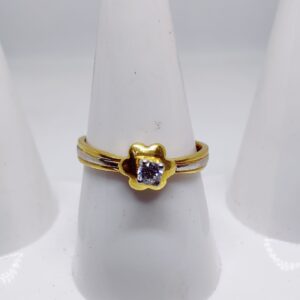 916 gold Floral Pattern single stone ladies ring