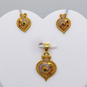 22K Gold Heart Shape Pendant Set