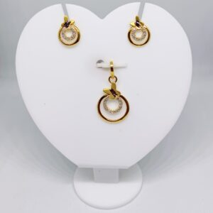 18k gold Fancy butterfly Design CZ pendant set