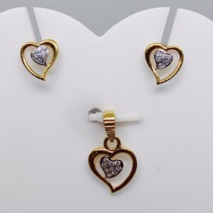 22k Gold Heart Shape Pendant Set