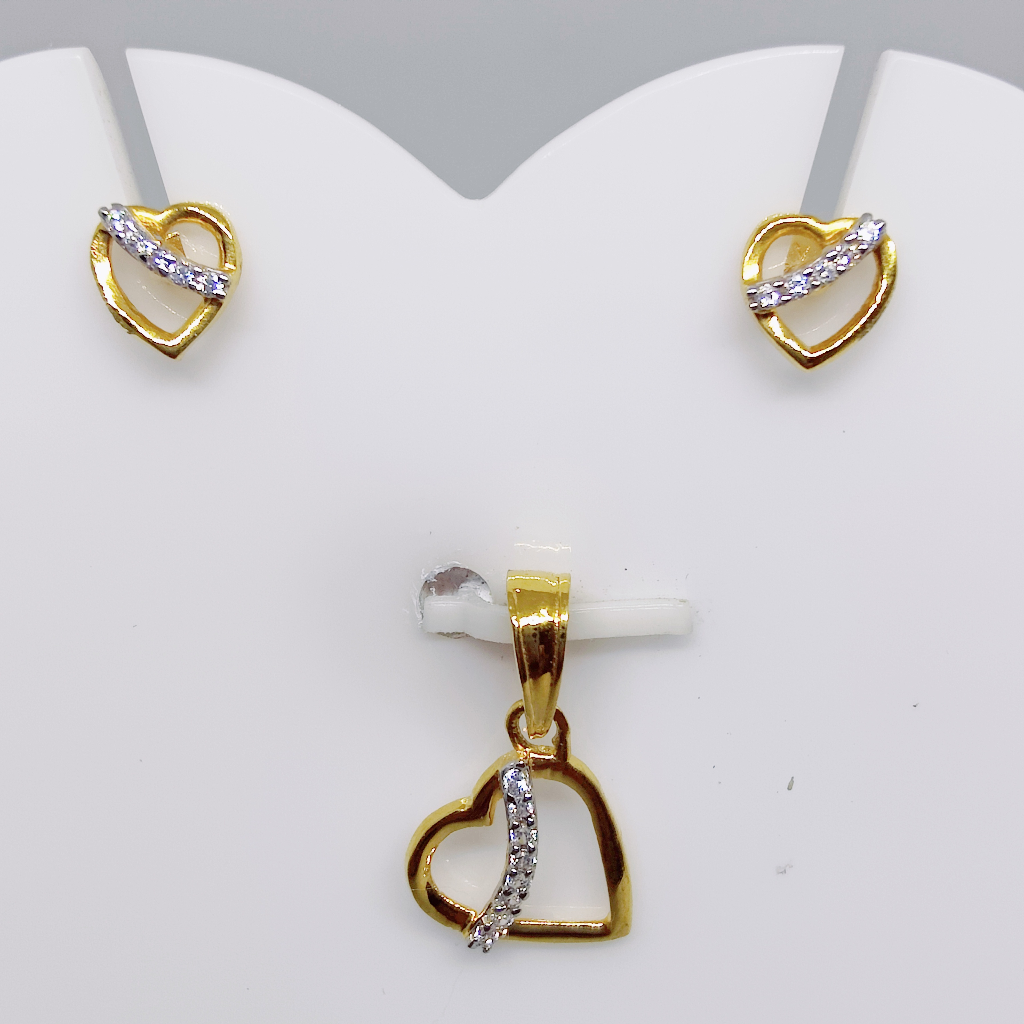 22k gold Fancy Heart CZ pendant set - Image 2
